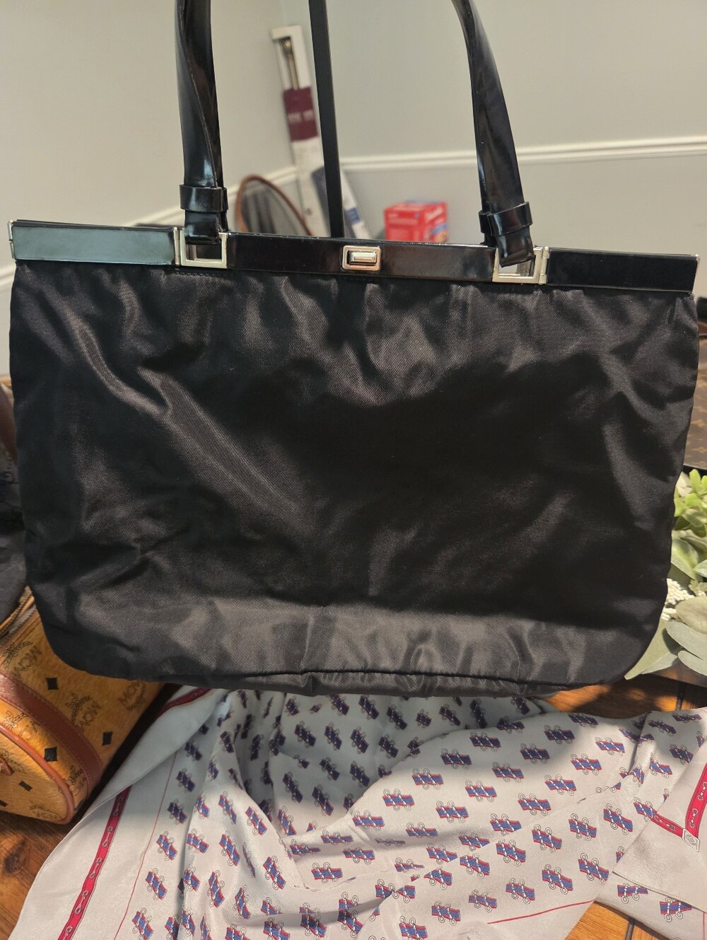 Prada Black Shoulder Bag with Glossy Trim - Picture 14 of 15